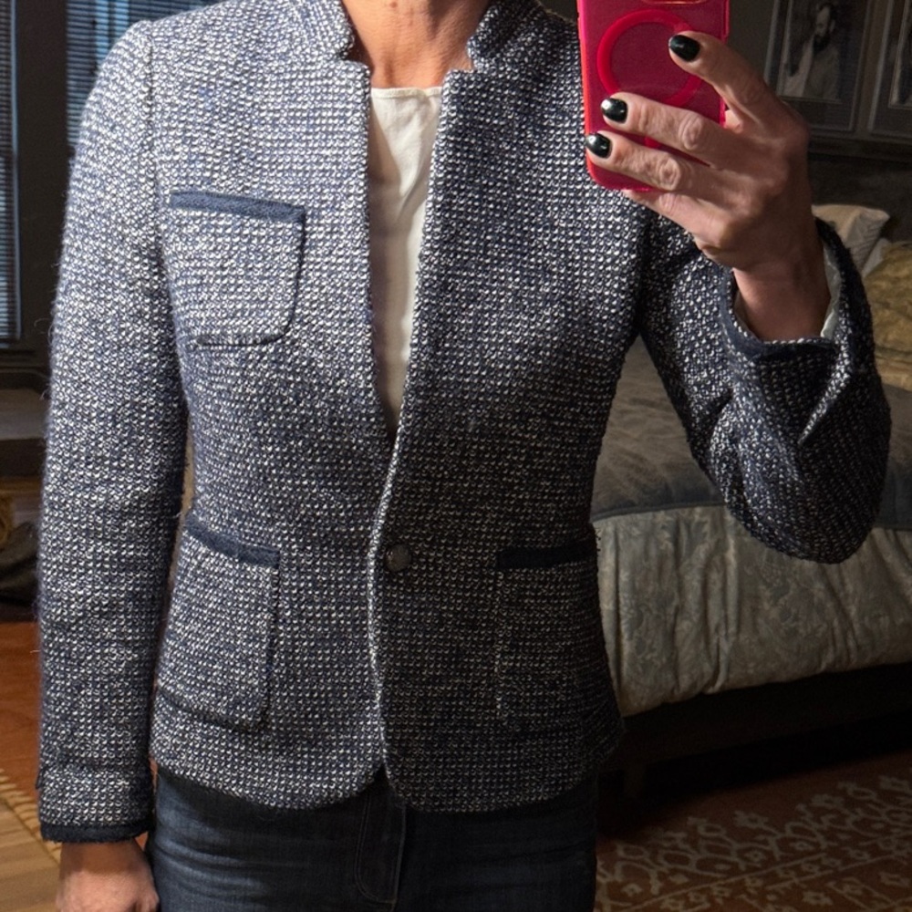 Banana Republic Navy Tweed Blazer 6